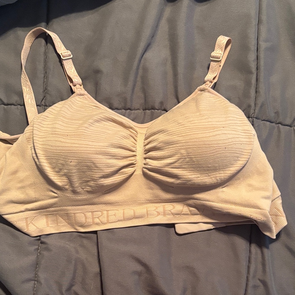 Beige Kindred Bravely Sublime Hands Free nursing and pumping bra— size large